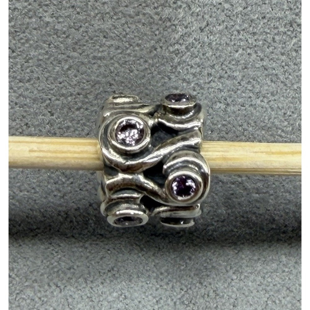 PANDORA ALE STERLING SILVER 925 PURPLE CZ OCEAN WAVE CHARM BEAD 790369ACZ